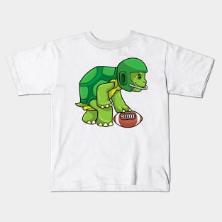 Turtle at Sports with Football & Helmet Kids T-Shirt